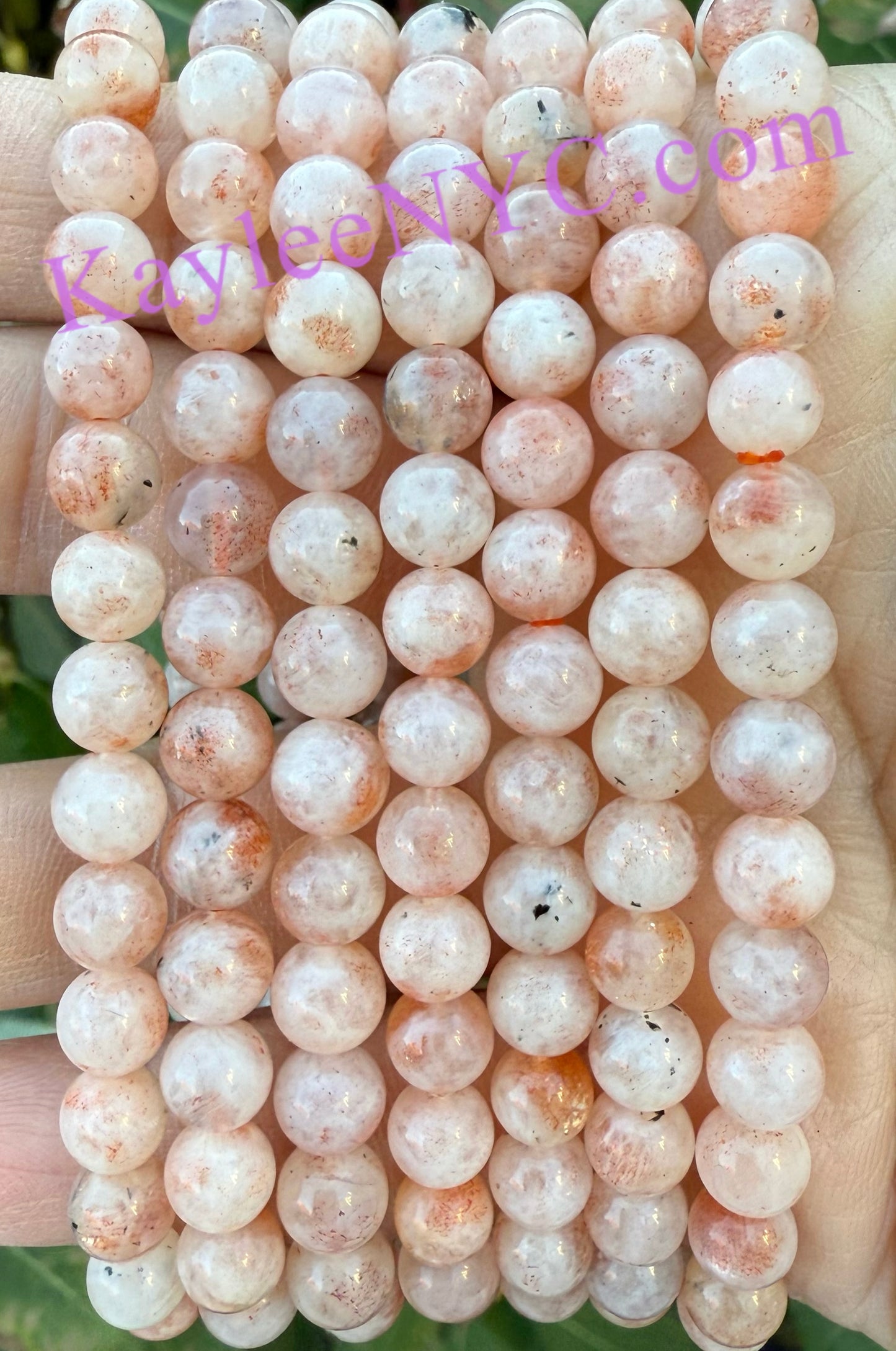 6 PCs 6mm Natural Sunstone Stretch Bracelet 7.5”