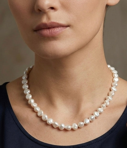 6 PCs 6 pcs ~8.5mm Natural Freshwater Pearl Necklace Healing Energy