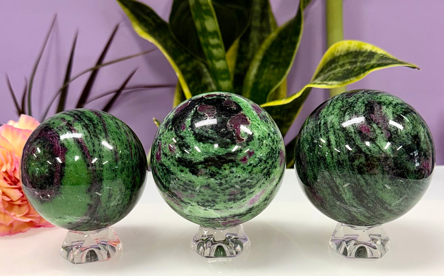 3-4 PCs Natural Ruby Zoisite Sphere Crystals Healing Energy