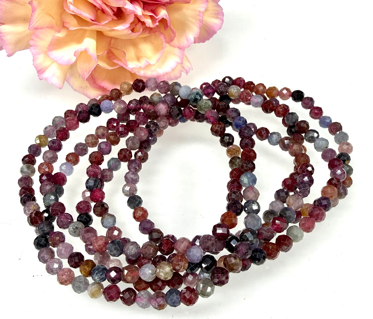 6 PCs 4mm Natural Rainbow Spinel Stretch Bracelet 7.5”