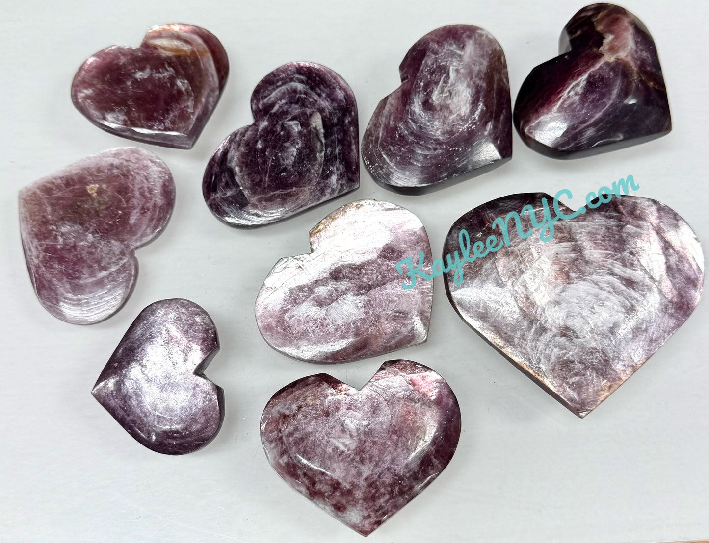 Wholesale 1 lb Lot Natural Lepidolite Mica Heart Crystal Energy