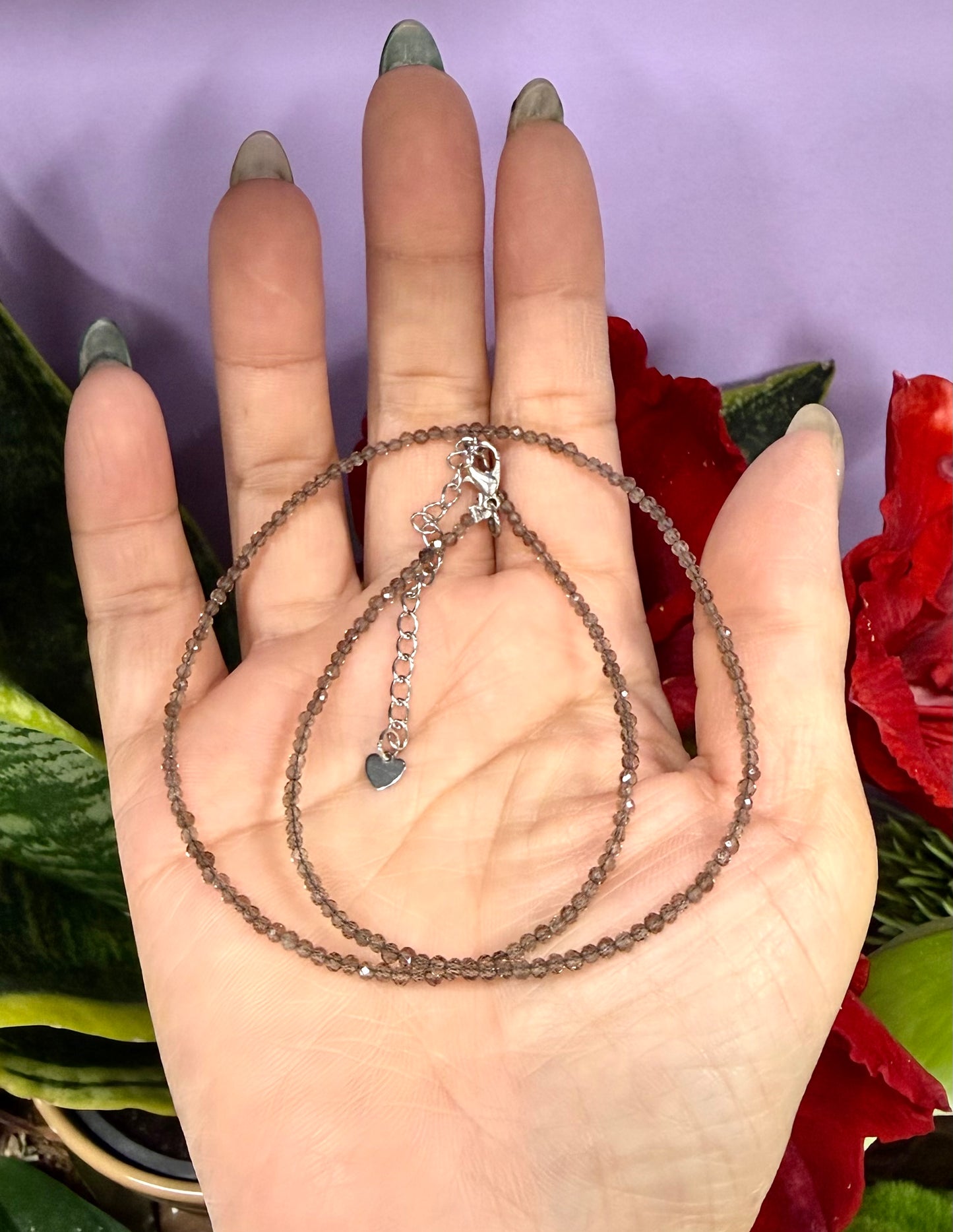 6 PCs 2mm Natural Smoky Quartz Necklaces