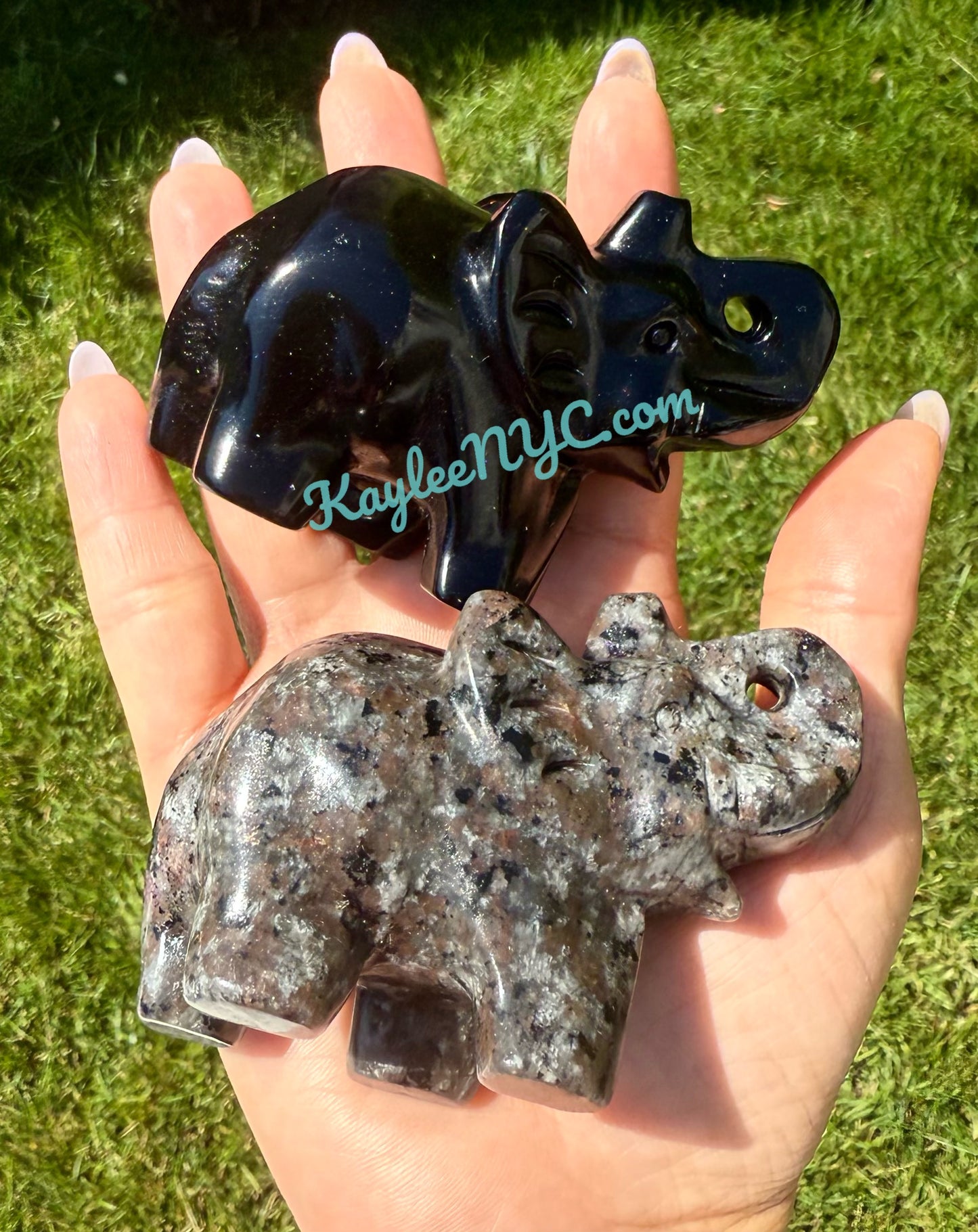 Wholesale Lot 4 pcs Natural Black Obsidian Yooperlite aka Emberlite Elephants Crystals Healing Energy