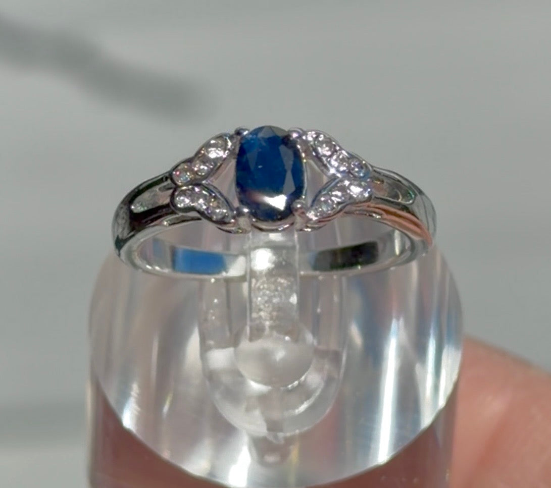 Wholesale Lot 7 pcs Natural Sapphire Stainless Steel Ring 4x6mm