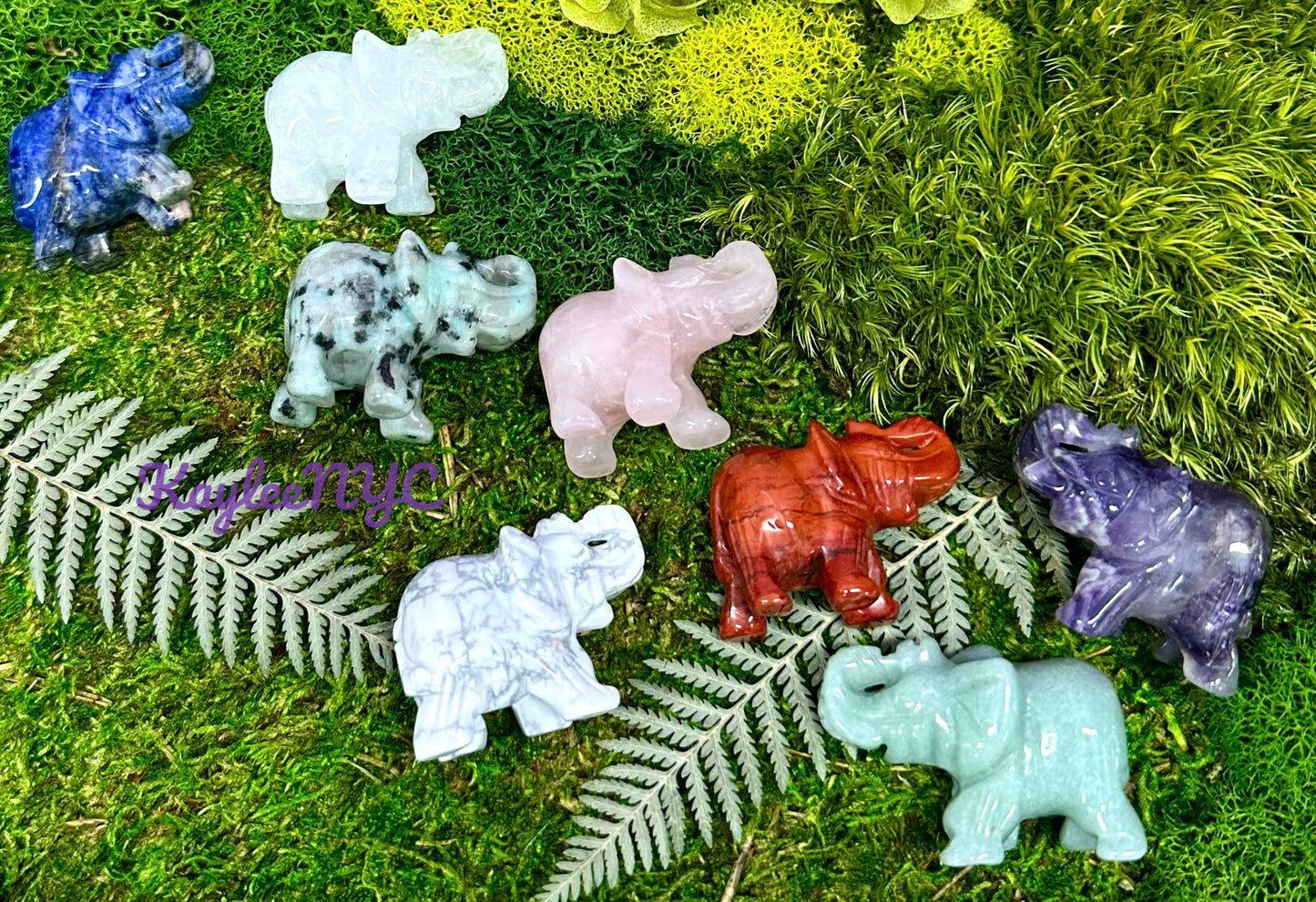 8 PCs 1.5” Mix Natural Crystal Elephant