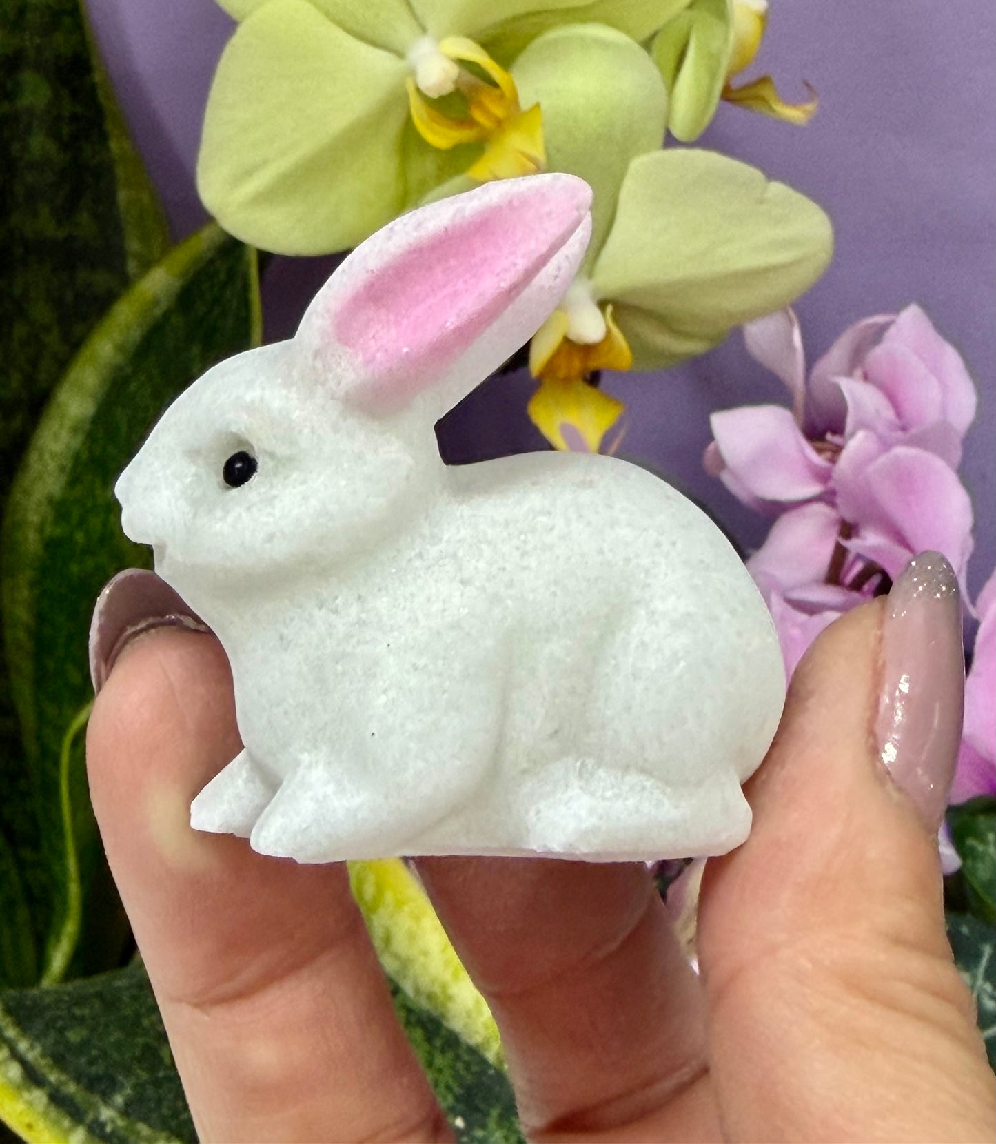 8 PCs Natural Snow Quartz Rabbit Bunny Crystals Healing Energy 5cm