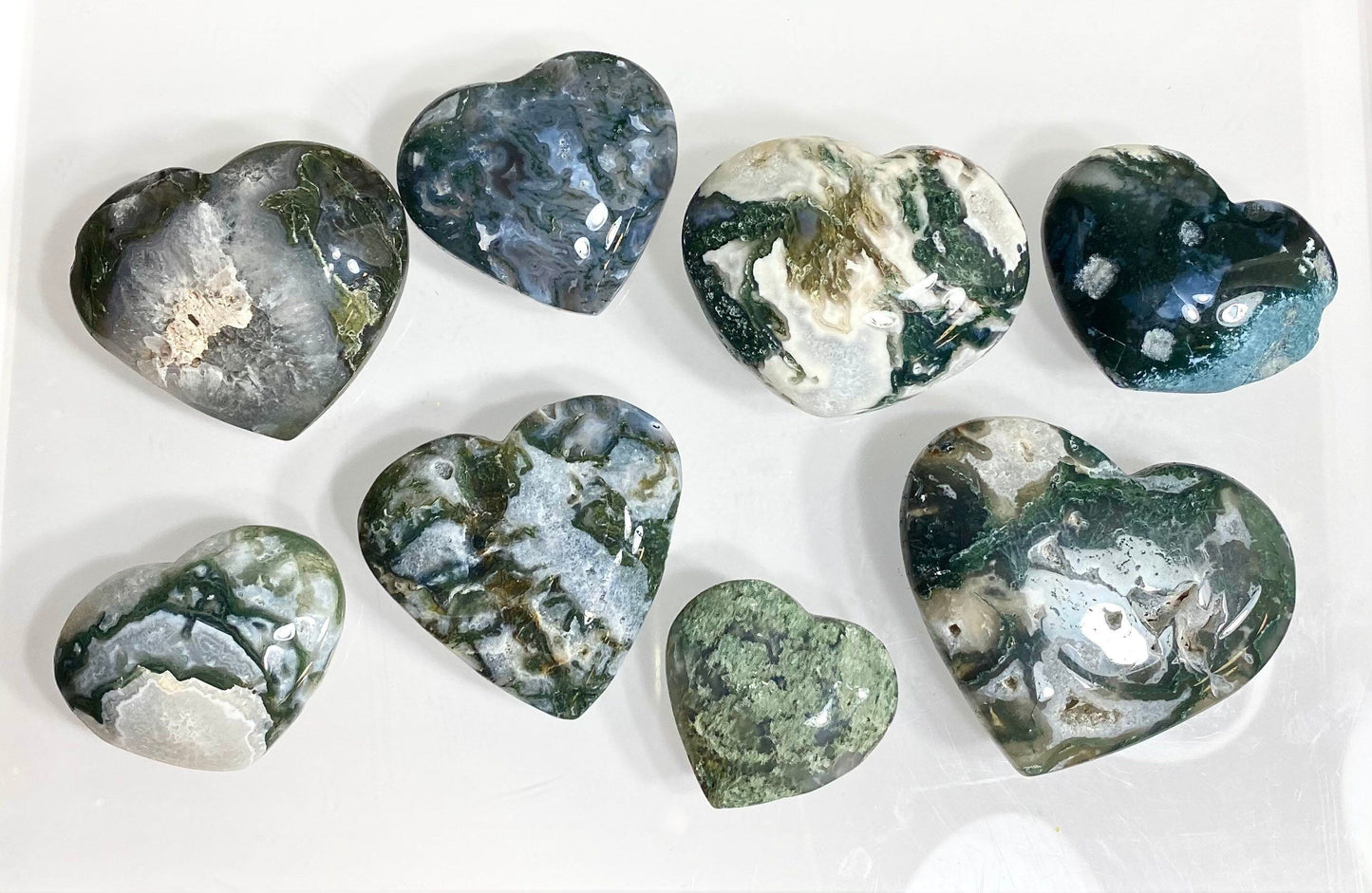 Wholesale Lot 2 Lbs Natural Moss Agate Crystal Heart Healing Energy