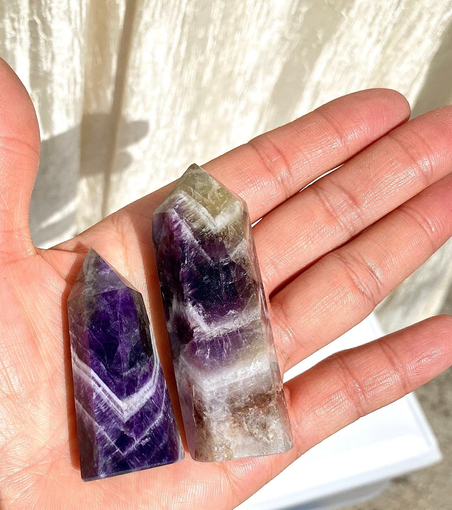 Wholesale Lot 1 Lb Dream Chevron Amethyst Obelisk Point Crystal Natural Energy