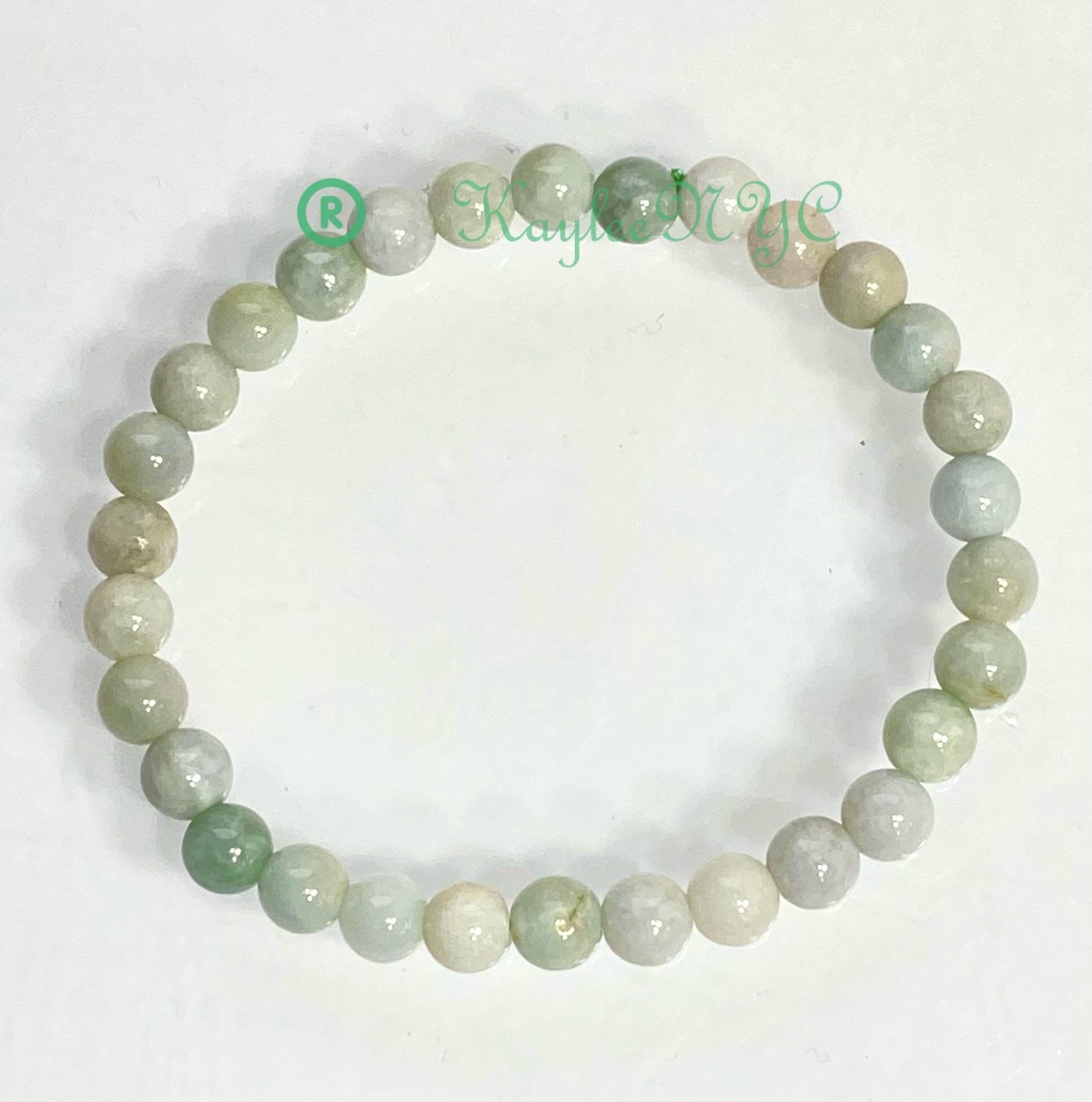 Wholesale 6 Pcs Natural Burma Jade 6mm 7.5” Crystal Healing Stretch Bracelet