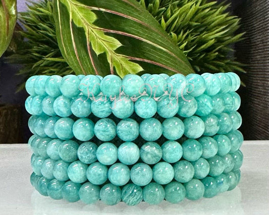 Wholesale 6 Pcs Natural Amazonite Bracelet 6mm 7.5” Healing Energy Crystal