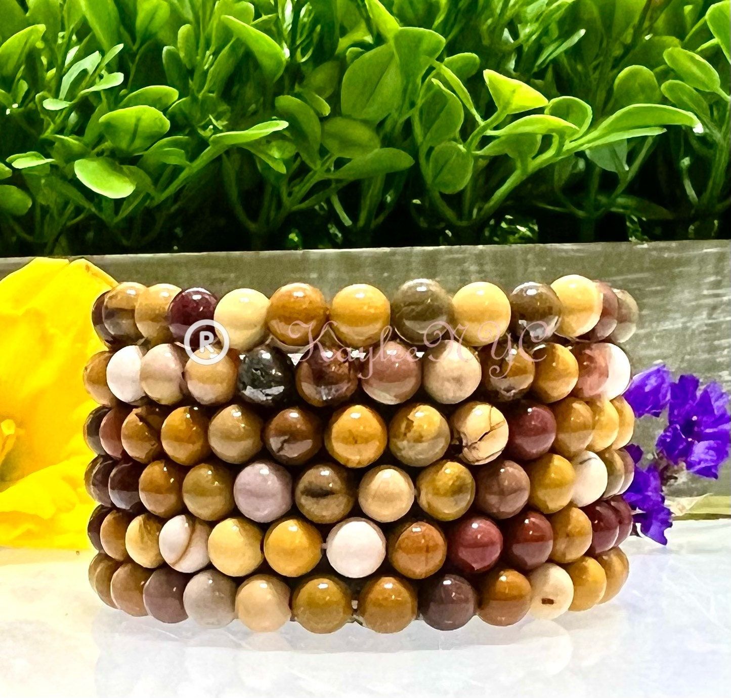 Wholesale Lot 6 Pcs Natural Mookaite Jasper 6mm 7.5” Crystal Healing Stretch Bracelet