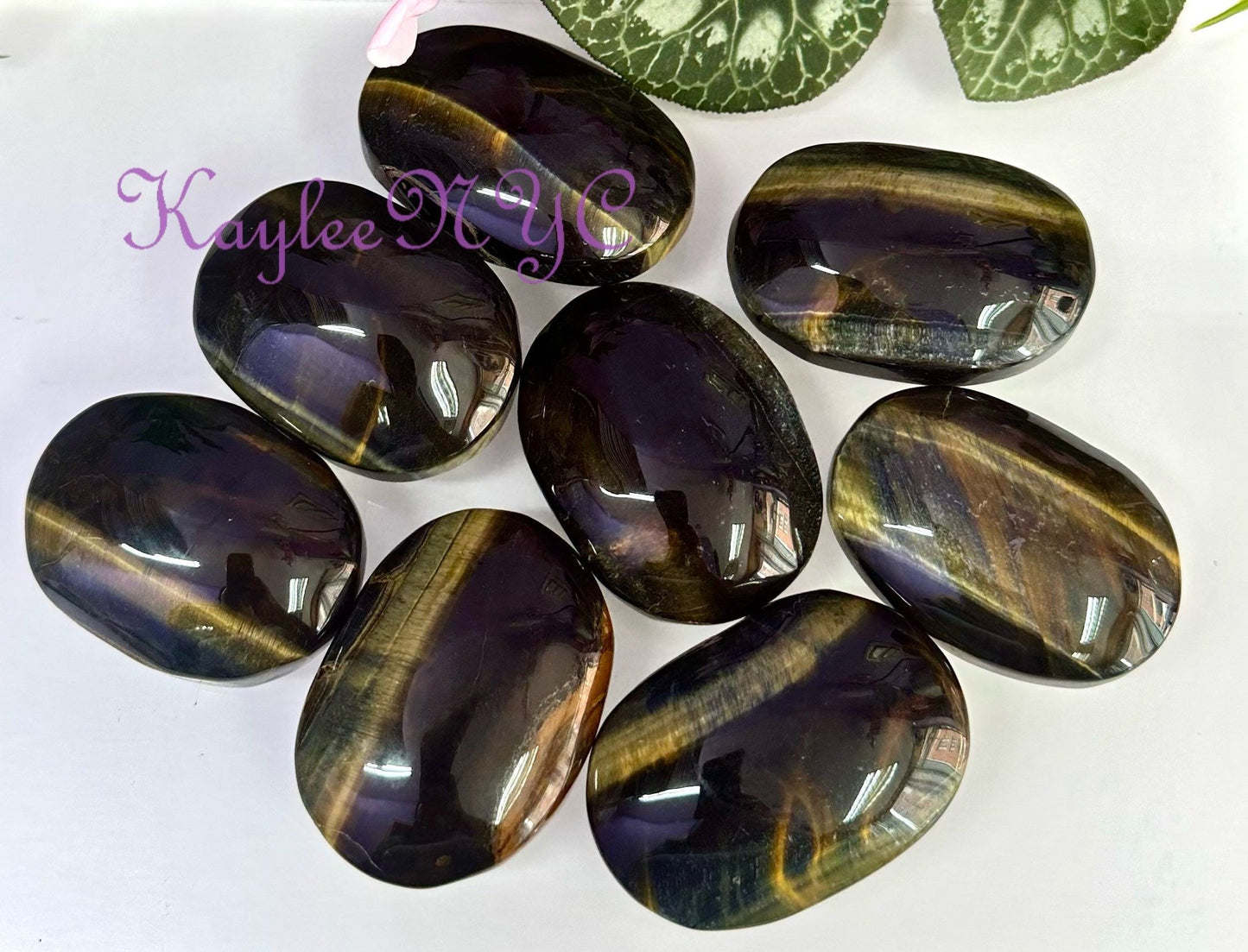 Wholesale Lot 2 Lbs Natural Tiger Eye Palm Stone Crystal