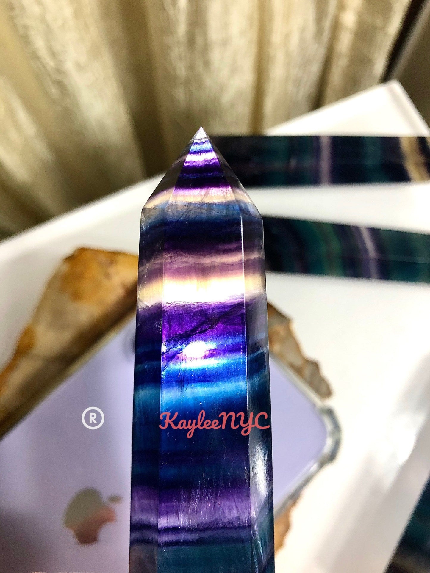 Wholesale Lot 2 Lbs Dark Rainbow Fluorite Obelisk Point Crystal Natural Energy Tower