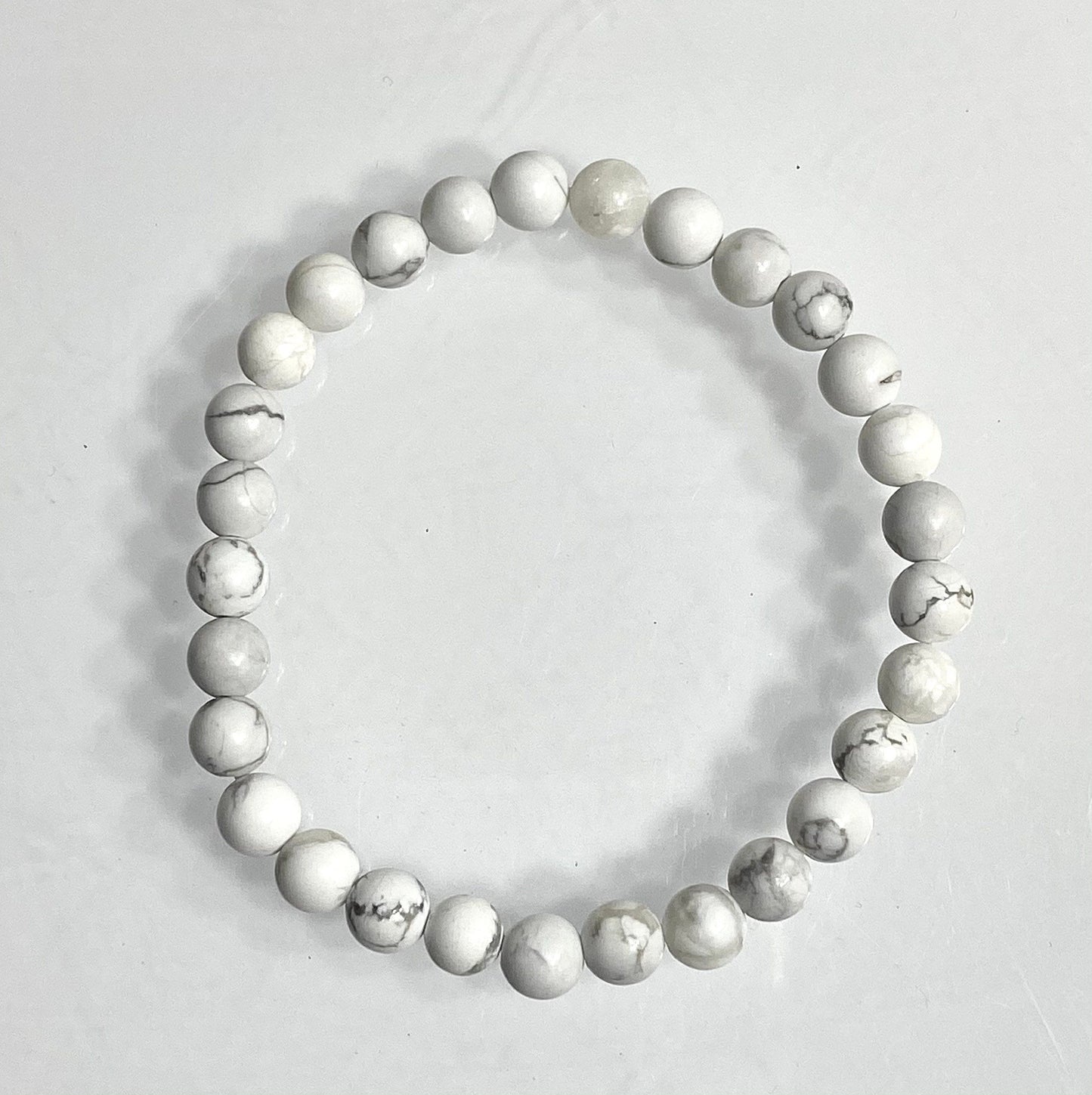 Wholesale Lot 6 Pcs Howlite 6mm 7.5” Crystal Healing Stretch Bracelet