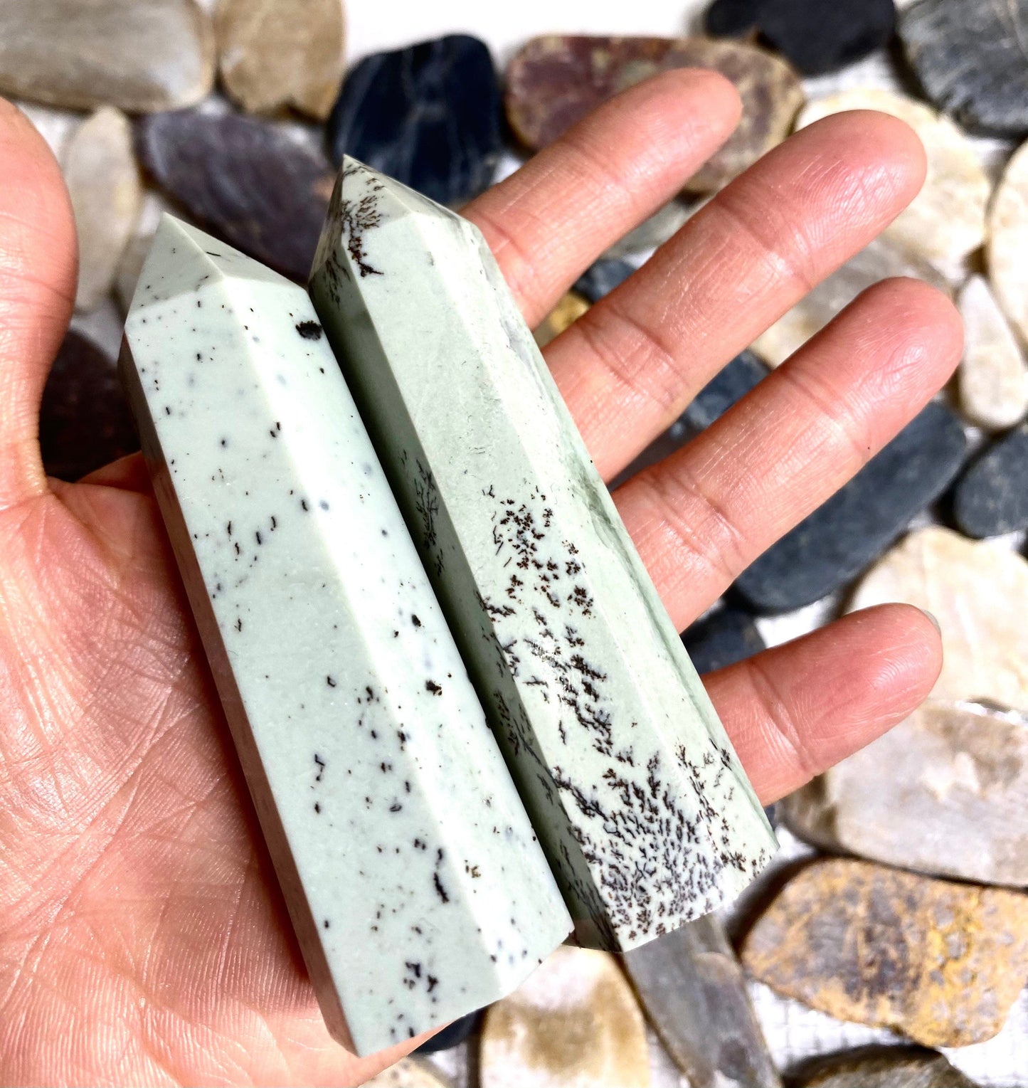 Wholesale Lot 1 Lb Natural Dendritic Jade Obelisk Tower Point Crystal Healing Energy