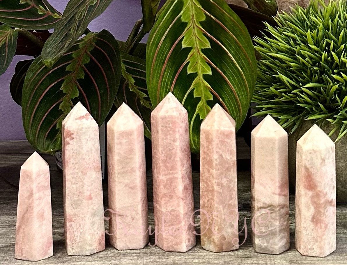 Wholesale Lot 1 Lb Natural Pink Jade Obelisk Tower Point Crystal Energy