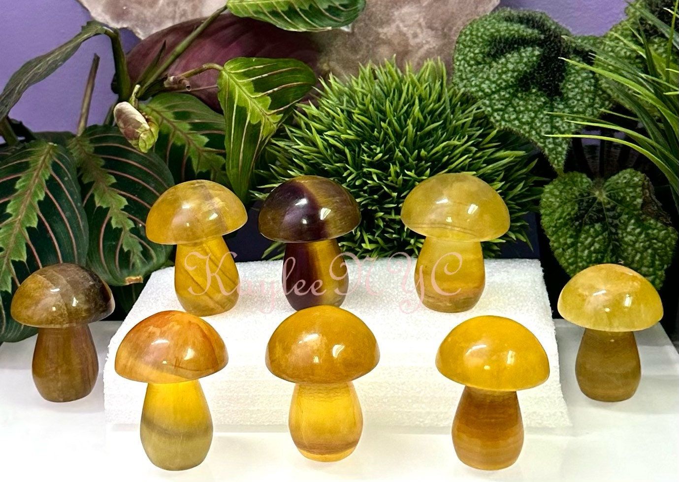 Wholesale Lot 8 PCs Yellow Fluorite Crystal Mushroom Healing Energy