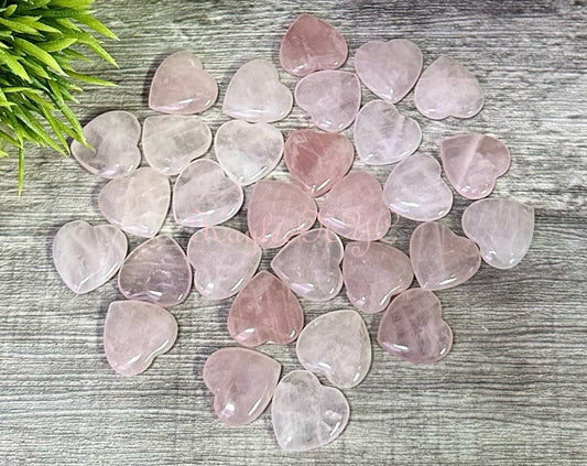 Wholesale Lot 30 Pcs 20mm Rose Quartz Crystal Hearts Nice Quality Healing Energy