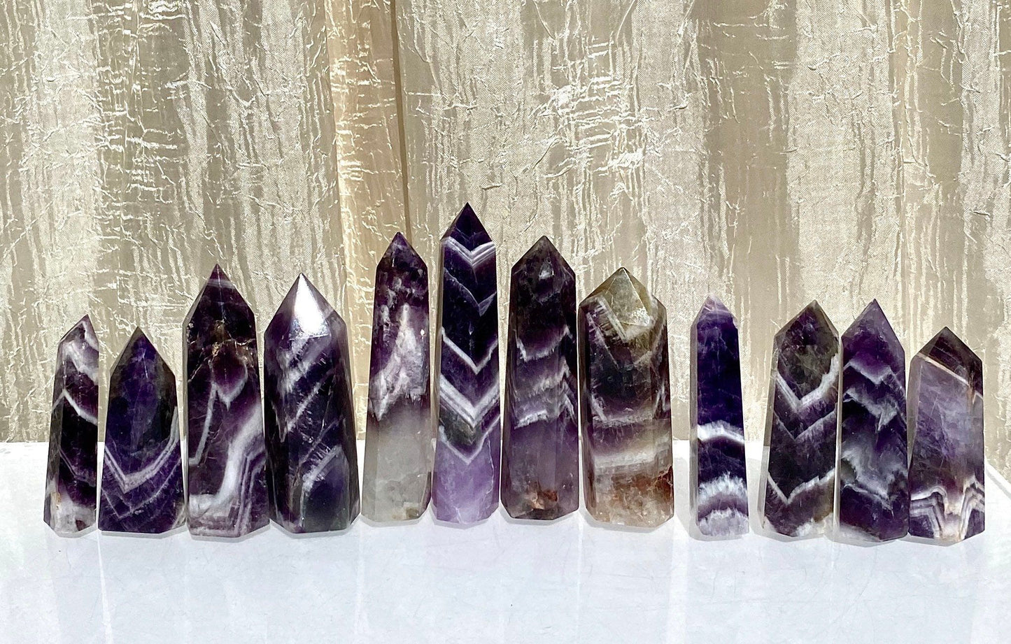 Wholesale Lot 1 Lb Dream Chevron Amethyst Obelisk Point Crystal Natural Energy