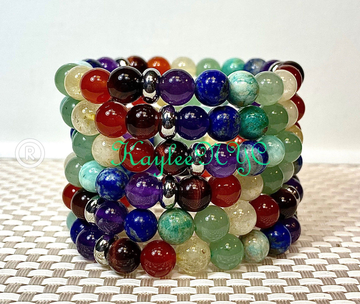 Wholesale 6 Pcs Natural Chakra Bracelet 8mm 7” Healing Energy Crystal