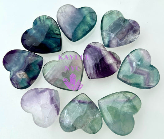 Wholesale Lot 10 Pcs 4cm Natural Fluorite Crystal Heart Healing Energy