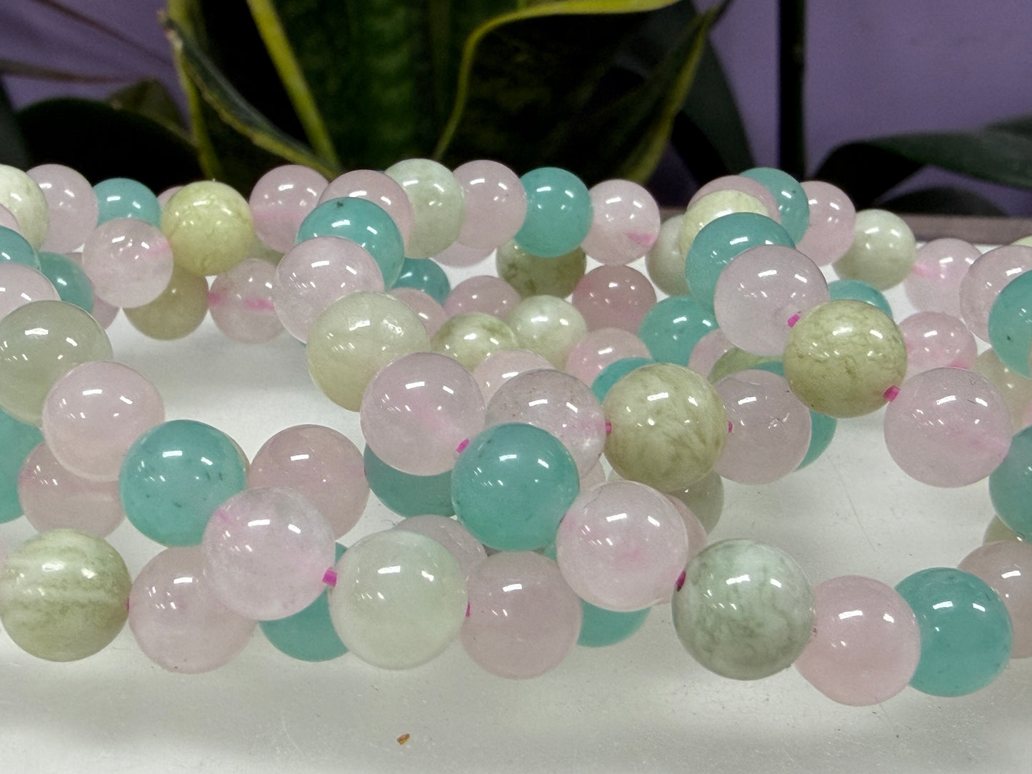 Wholesale 6 Pcs Natural Peace and Love 8mm 7.5” Crystal Stretch Bracelet