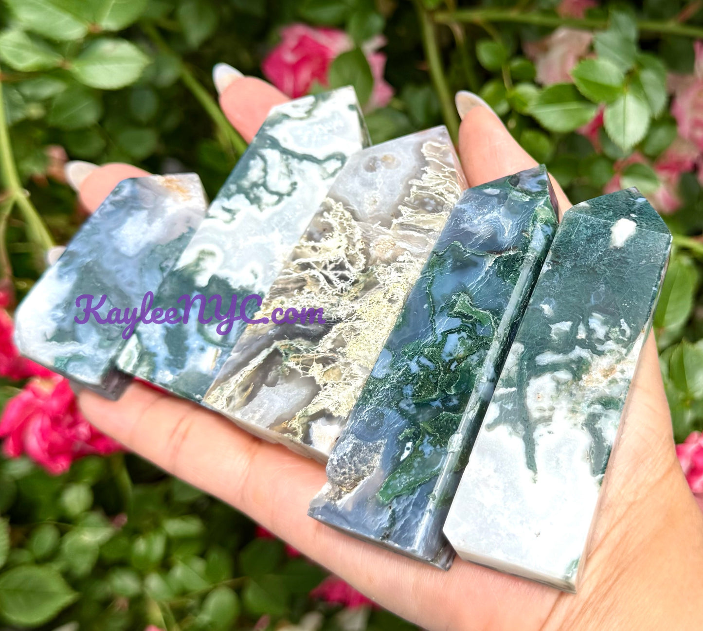 Wholesale Lot 2 Lb Natural Moss Agate Obelisk Tower Point Crystal Healing