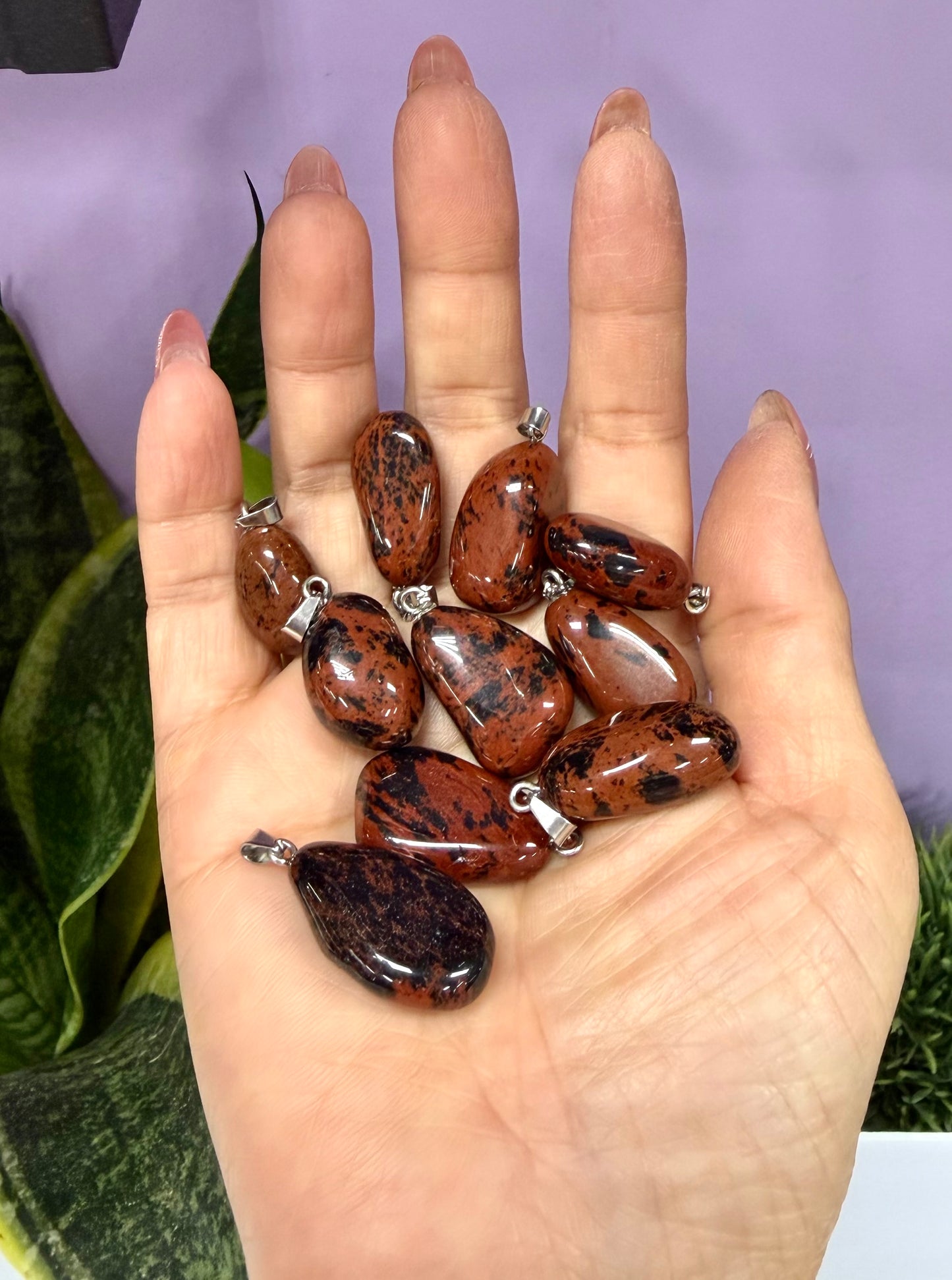 36 PCs Natural Mahogany Obsidian Crystal Pendant