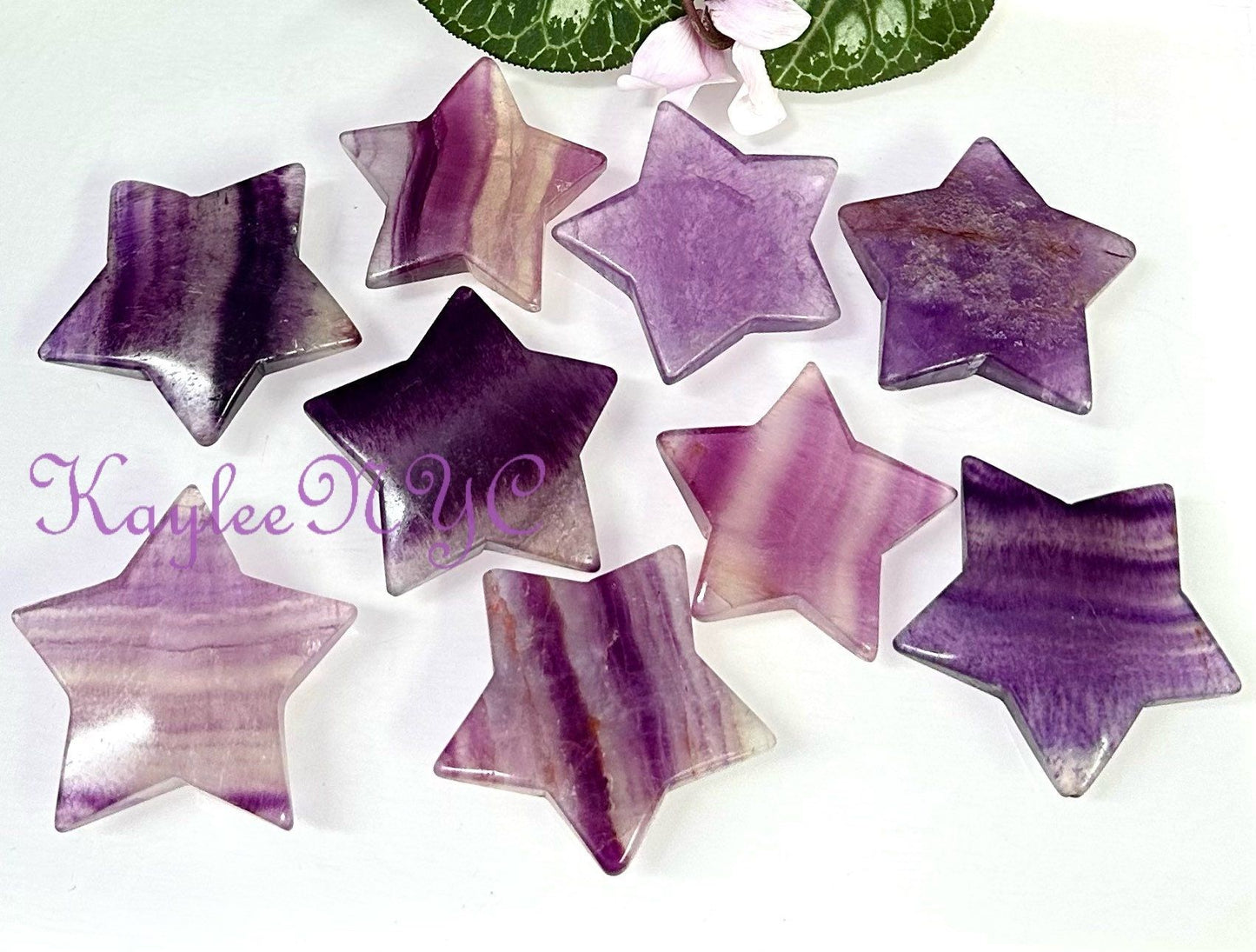 Wholesale Lot 9 PCs Natural Magenta Fluorite Crystal Stars Healing Energy