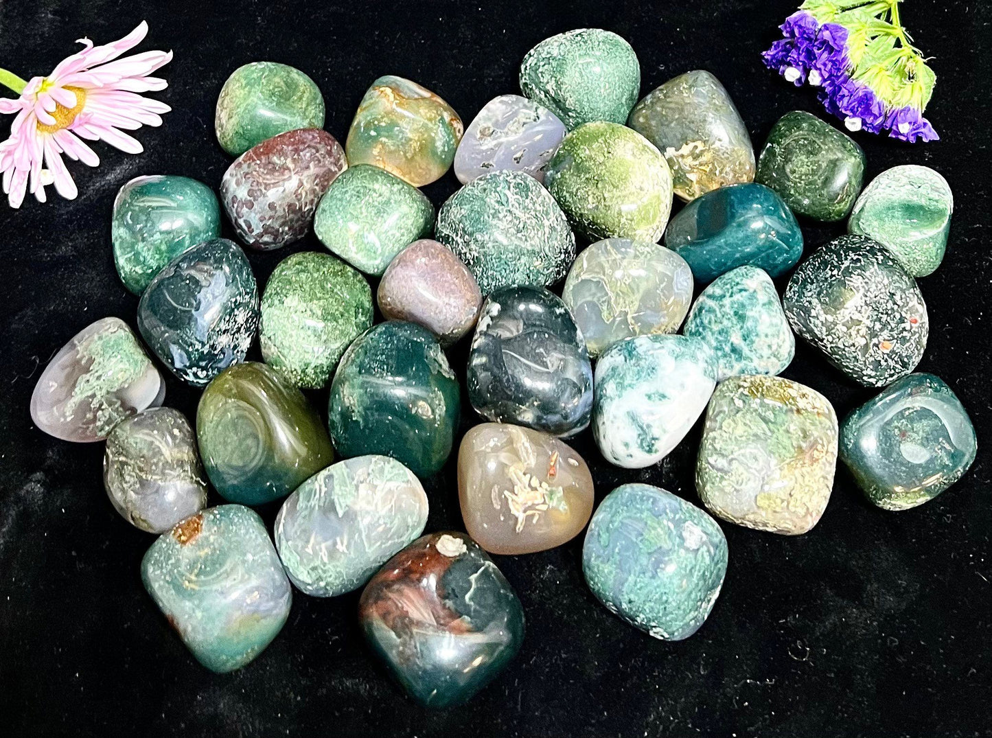 Wholesale Lot 2 lbs Natural Moss Agate Tumble Crystal Nice Quality Healing Energy