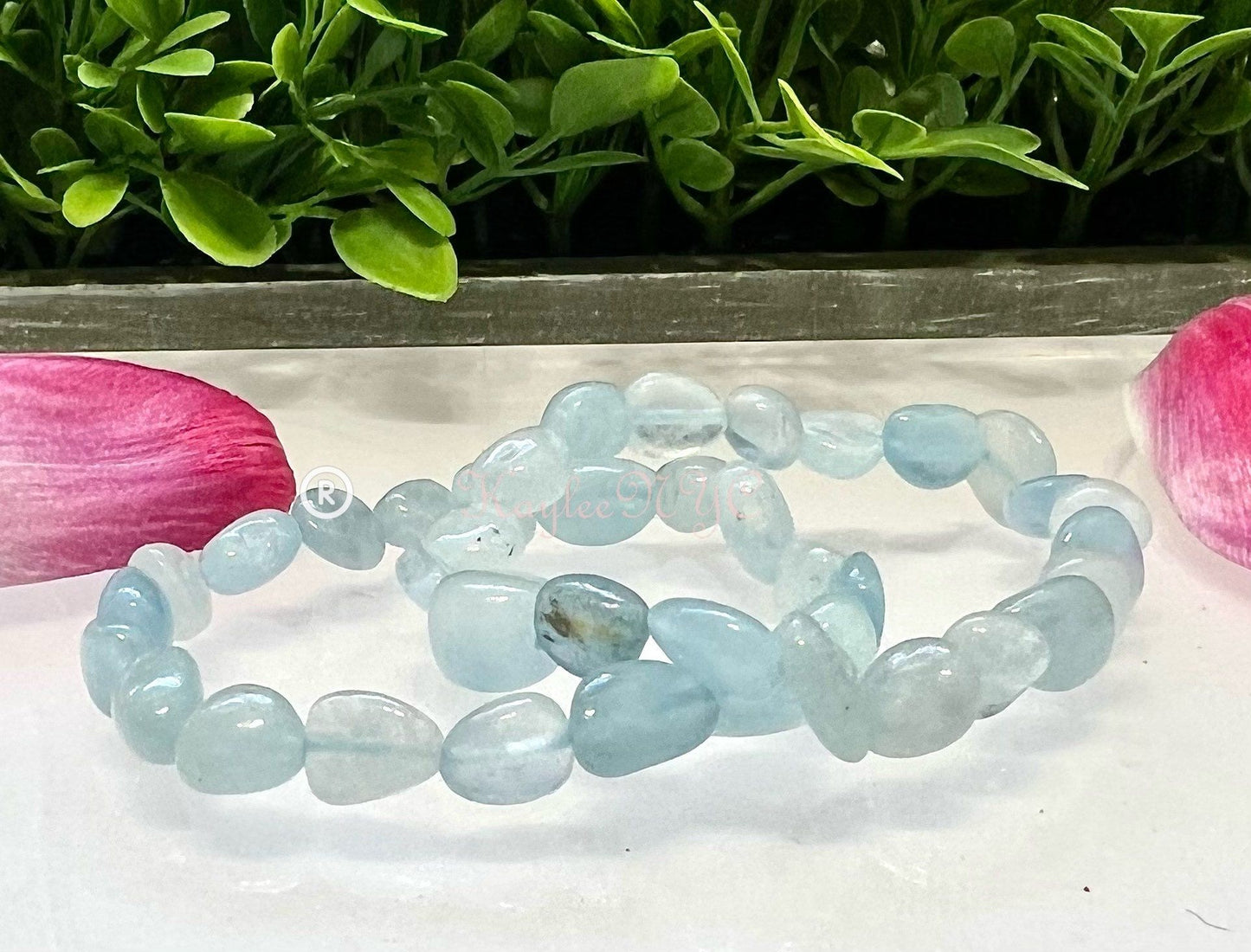 Wholesale 6 Pcs Natural Aquamarine 7.5” Crystal Healing Stretch Bracelet