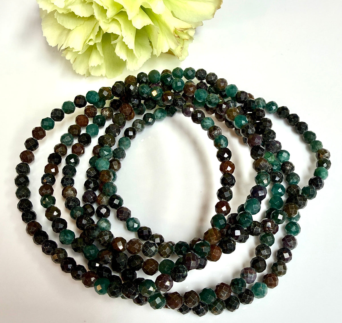 Wholesale Lot 6 Pcs Natural Emerald Faceted 4mm 7.5” Crystal Healing Stretch Bracelet