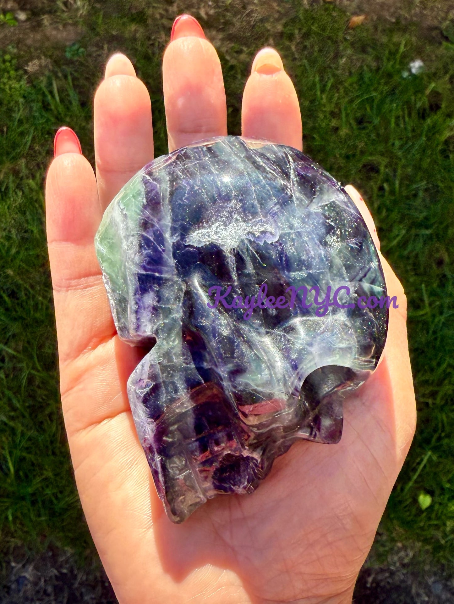 4 PCs Natural Natural Rainbow Fluorite Crystal Skull