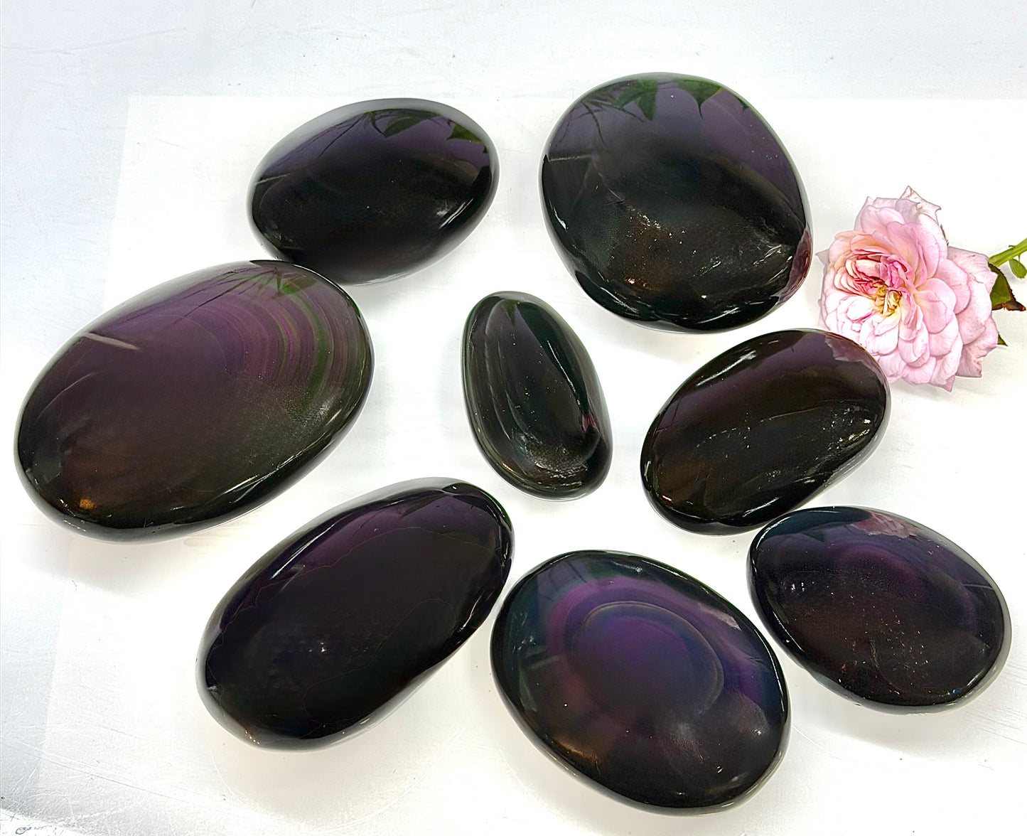 Wholesale 2 Lb Lot Natural Rainbow Obsidian Palm Stones Crystal Energy