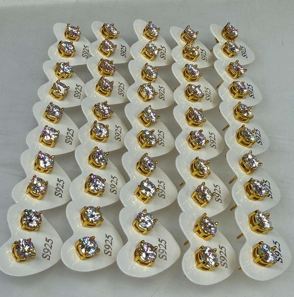 Wholesale Lot 5 Pairs Natural Moissanite Earring Stud 6.5mm