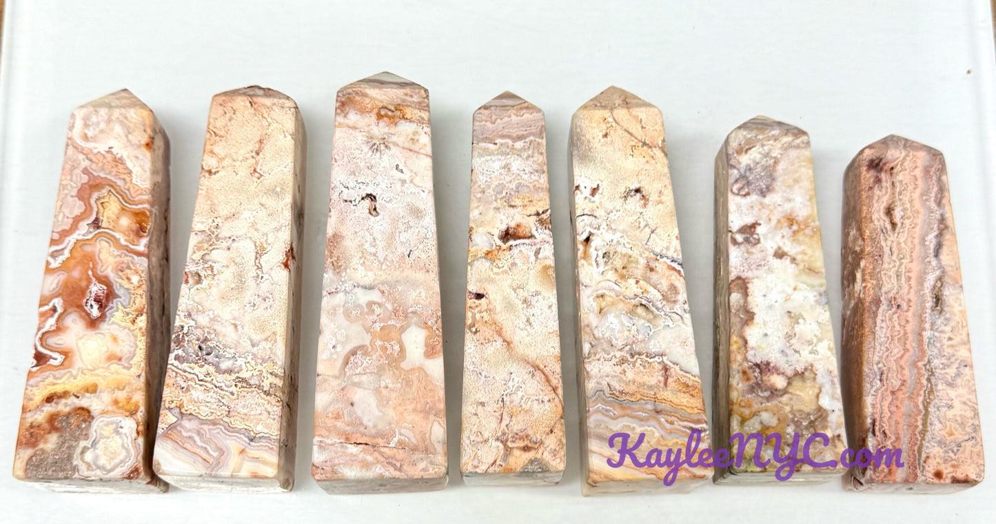 Wholesale Lot 3 Lbs Natural Crazy Lace Agate Tower Obelisk Point Crystal Energy