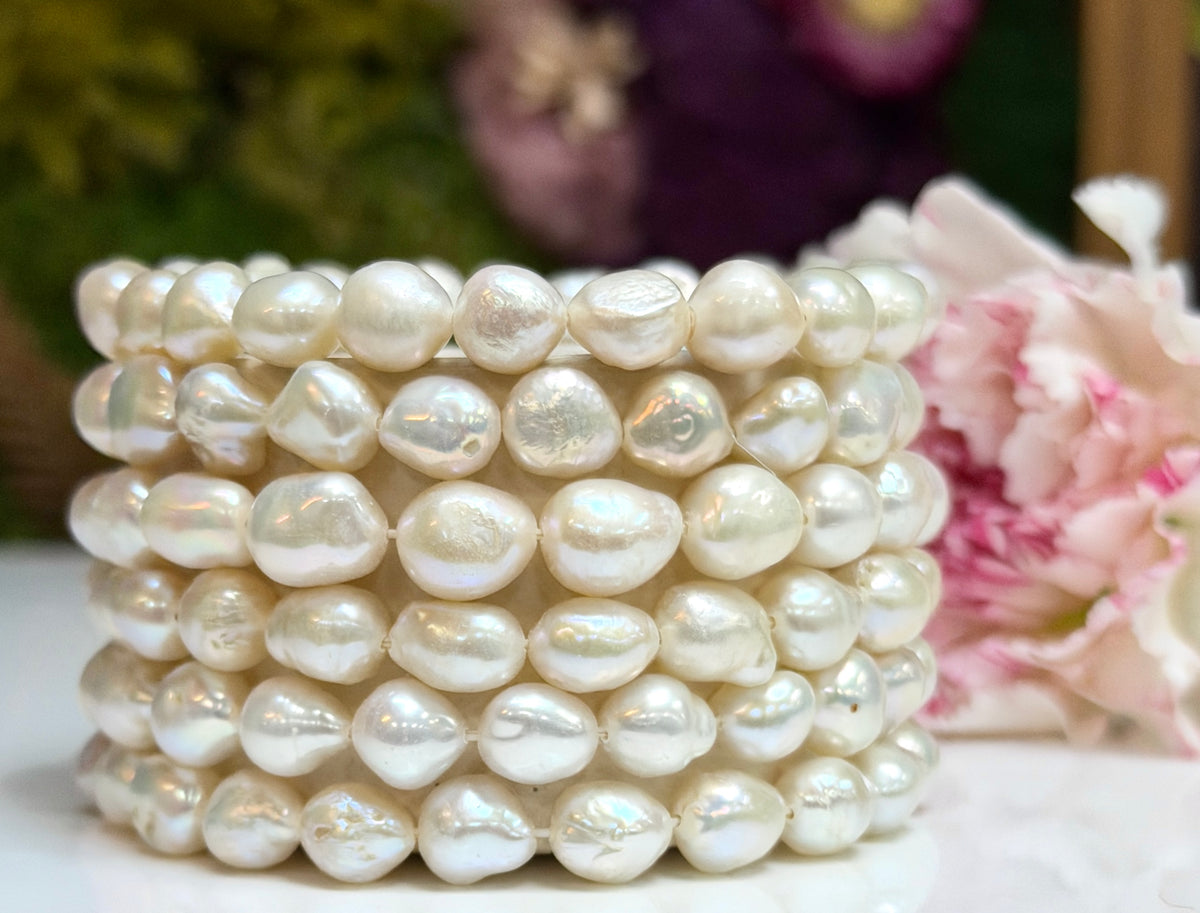 Wholesale 6 Pcs 7-8mm Natural Freshwater Pearl Healing Stretch Bracelet 7.5"