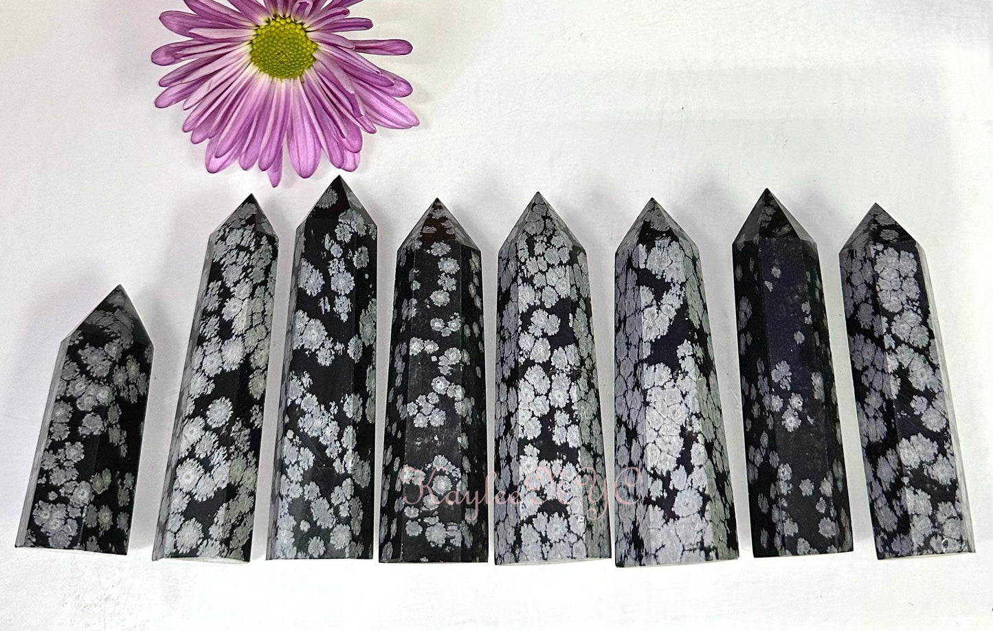 Wholesale Lot 1 Lb Natural Snowflake Obsidian Obelisk Tower Point Crystal Healing