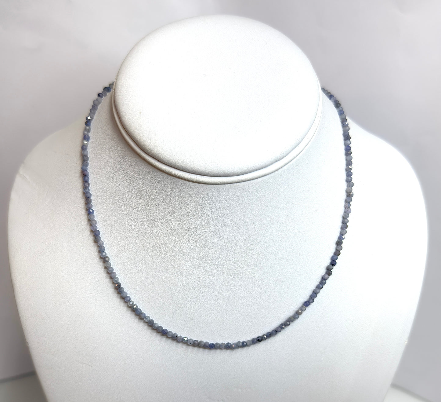 6 PCs 2mm Faceted Natural Tanzanite Necklace Stainless Steel Finding