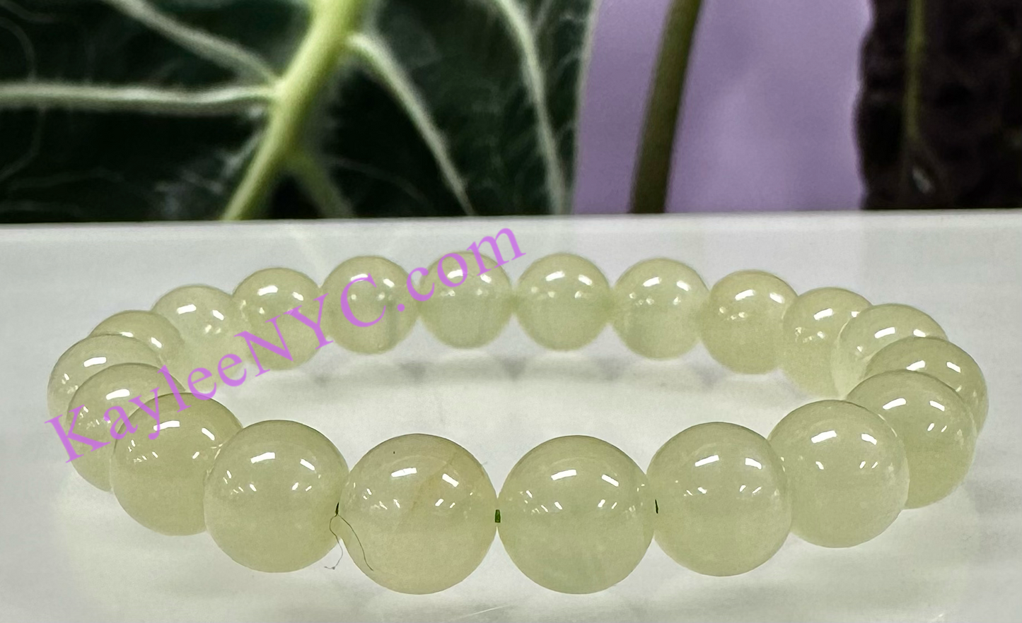 6 PCs 10mm Natural Green Onyx Stretch Bracelet 8”