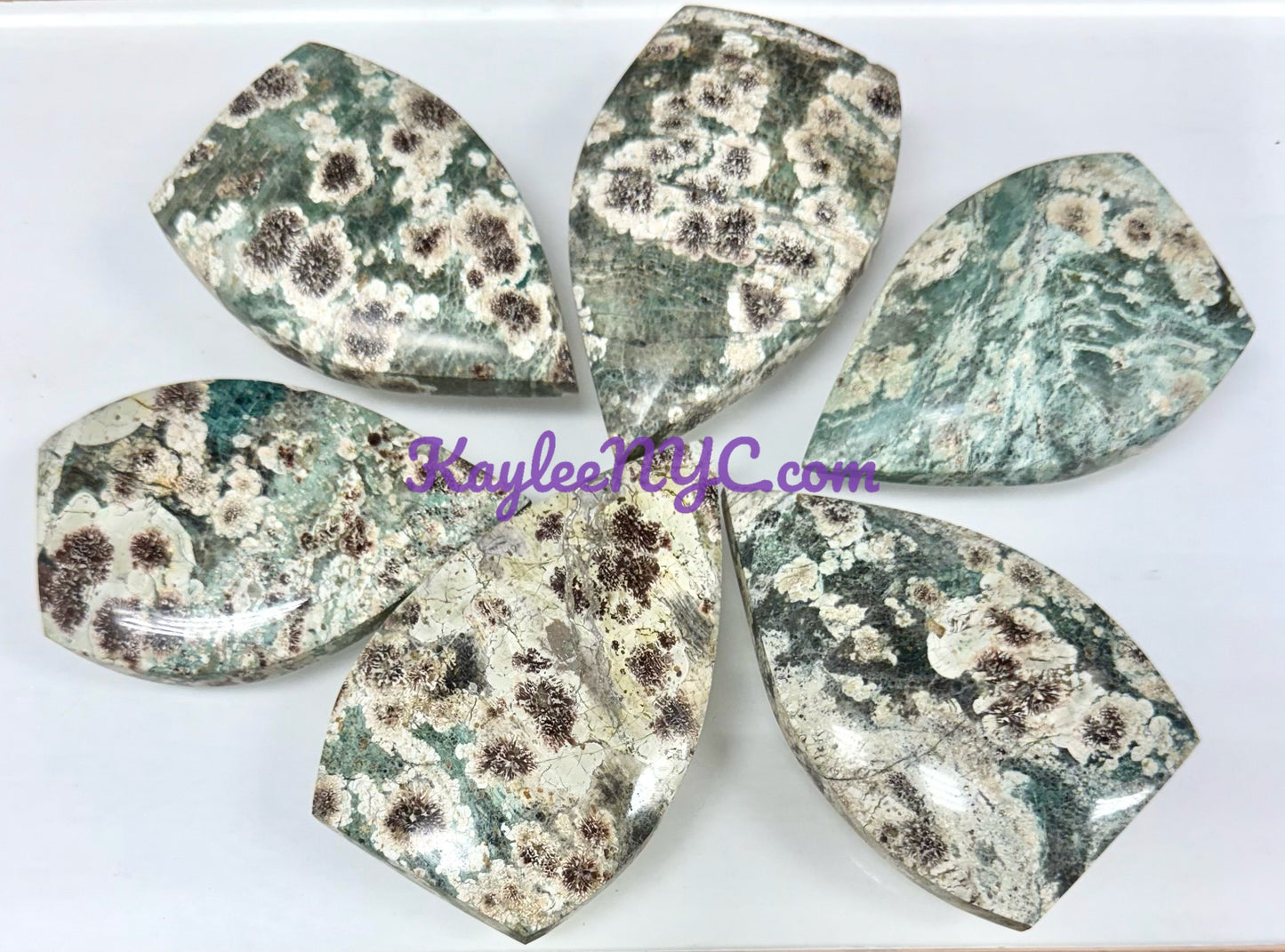 6-7 PCs Natural Green Flower Jasper Freeform Crystal bulk wholesale