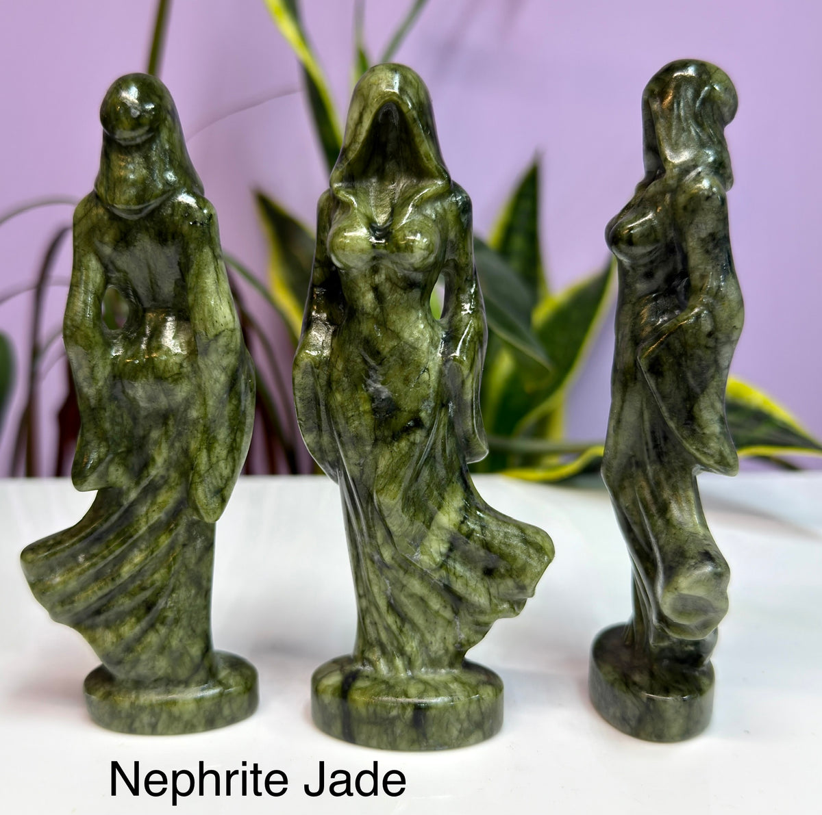 6 PCs 12cm Mixed Natural Crystals Female Reaper Ghost Goddess Carving