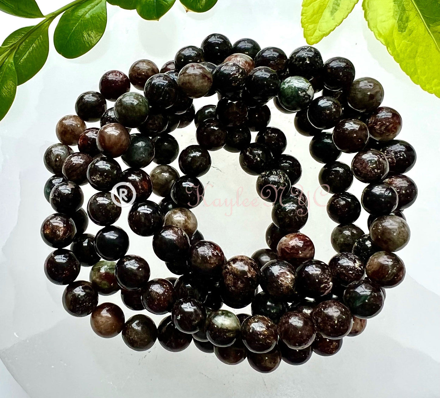 Wholesale 6 Pcs Natural Phlogopite Mica 8mm 7.5” Crystal Healing Stretch Bracelet