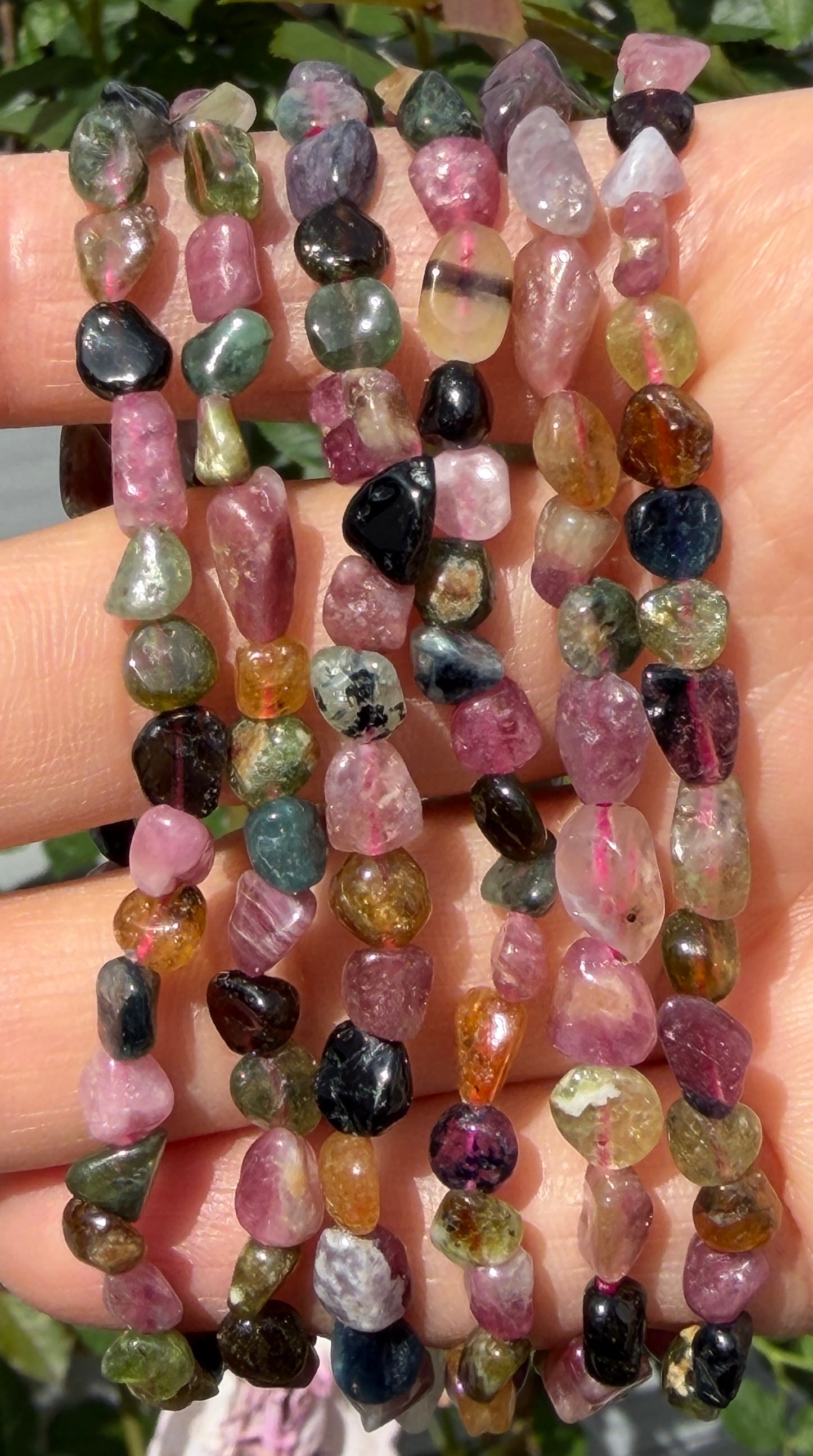 Wholesale 6 Pcs 8mm Watermelon Tourmaline Tumble Natural Crystal Healing Stretch bracelet 7.5"