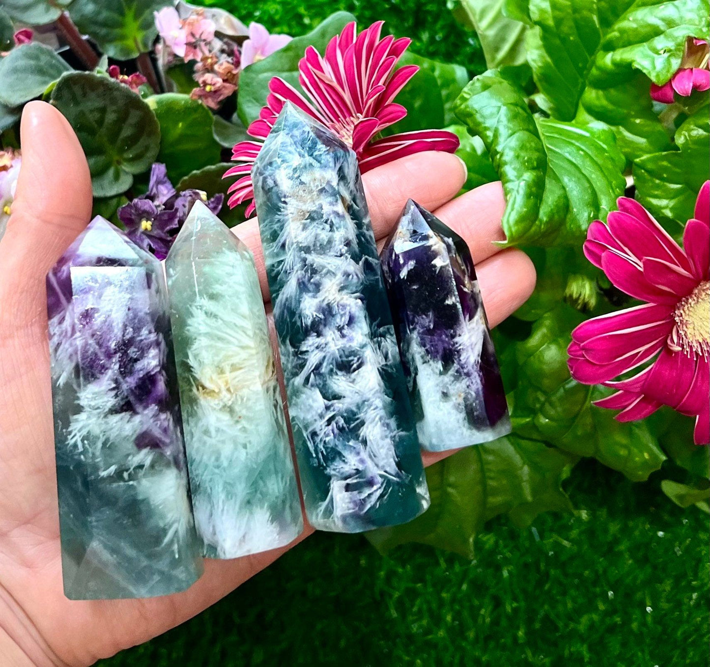 Wholesale Lot 1 Lb Natural Feather Fluorite Obelisk Point Crystal Natural Energy