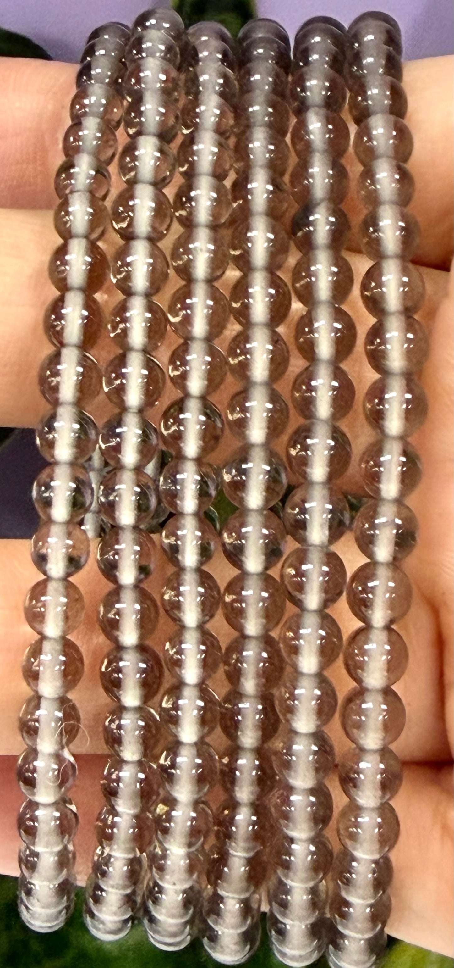 Wholesale Lot 6 Pcs Natural Ice Obsidian 4mm 7.5” Crystal Healing Stretch Bracelet