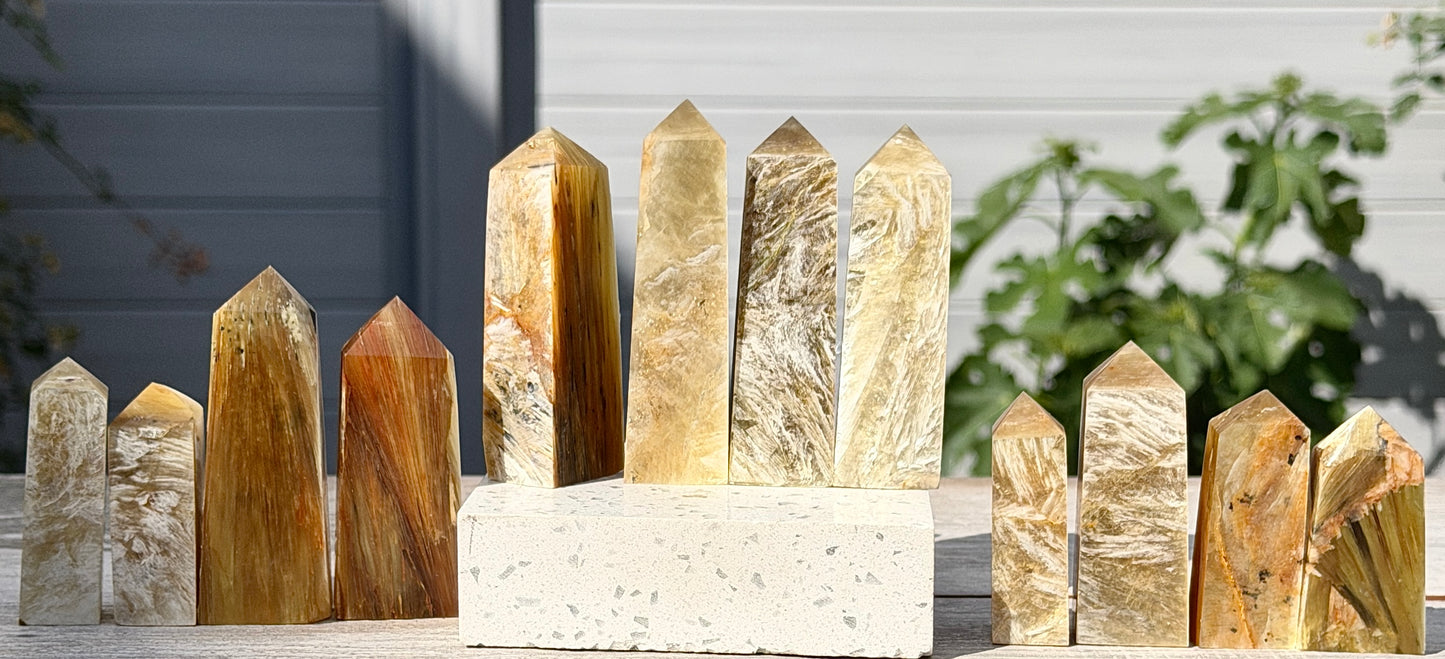 Wholesale Lot 2 lbs Natural Lepidolite Golden Mica Obelisk Tower Point Crystal Energy