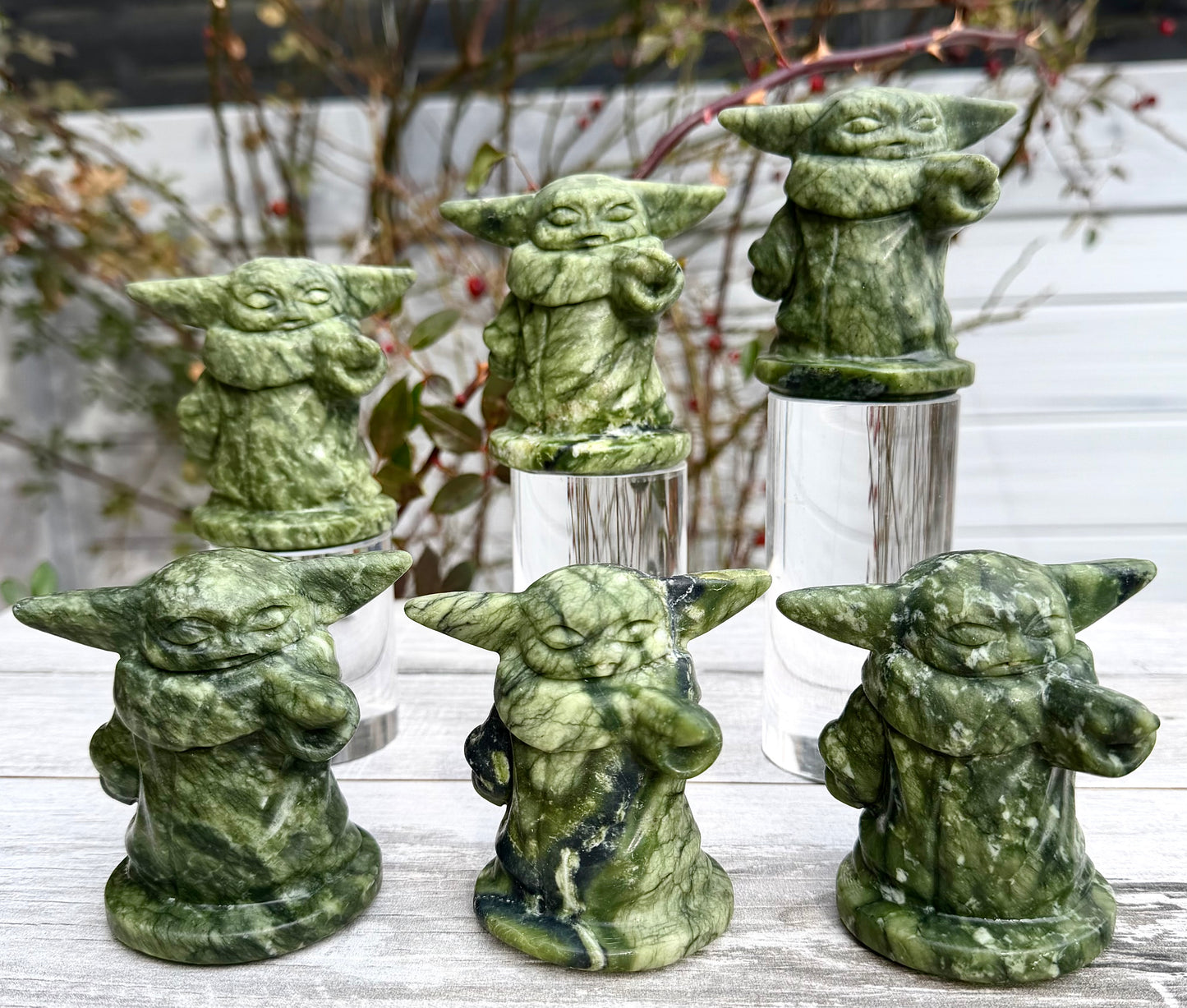 8 PCs Natural Nephrite Jade Yoda 8cm healing energy