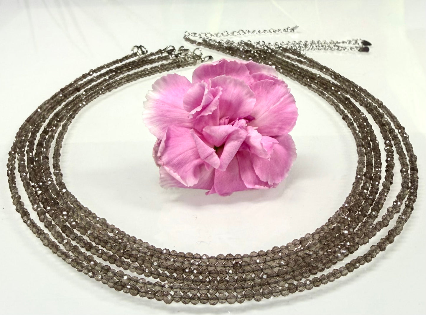 6 PCs 2mm Natural Smoky Quartz Necklaces