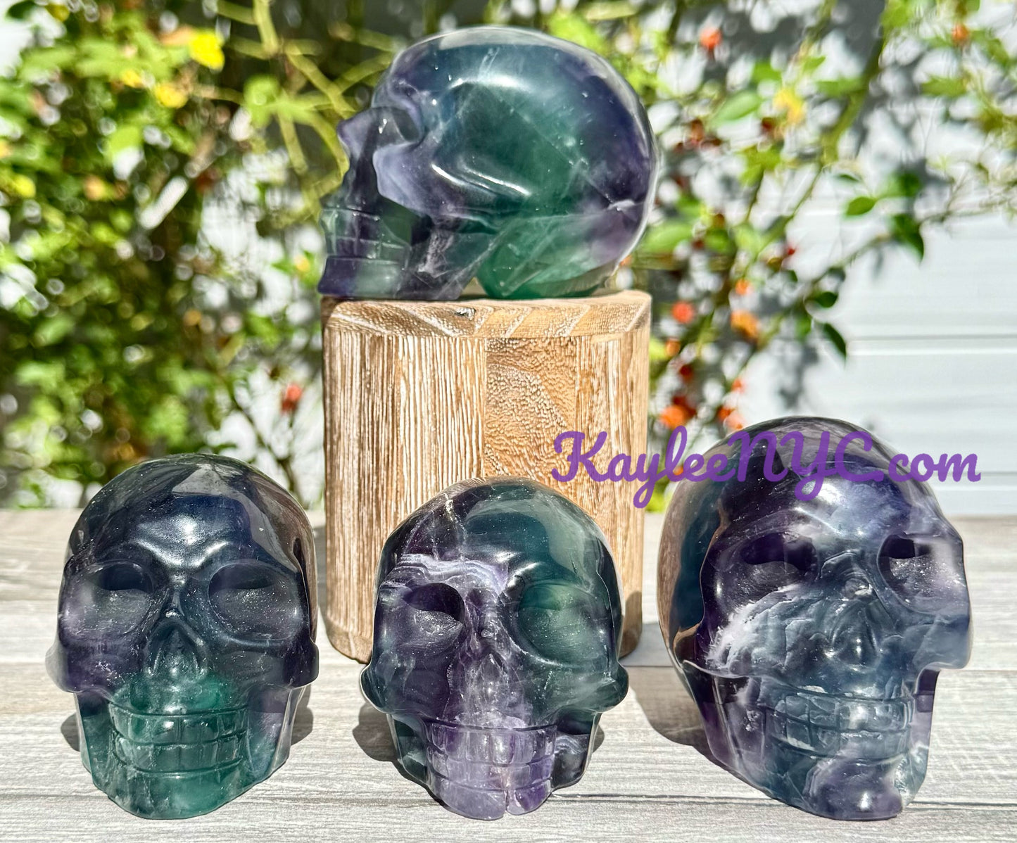 4 PCs Natural Natural Rainbow Fluorite Crystal Skull